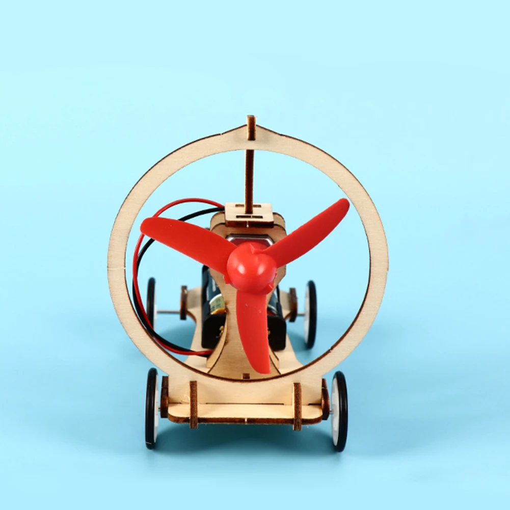 DIY Electric Wind Car Toys Excellent Plastic Wood Kids Students Physical Science Experiments Technology Learning Kit