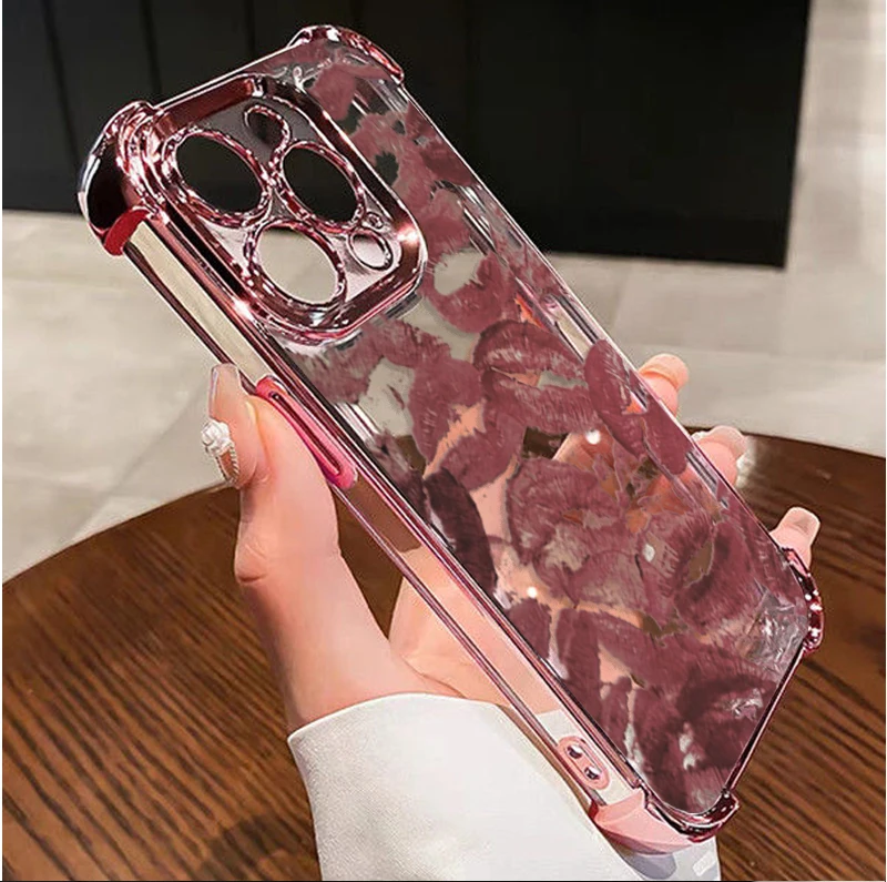 Plating Lips Kiss Pattern Phone Case Cover