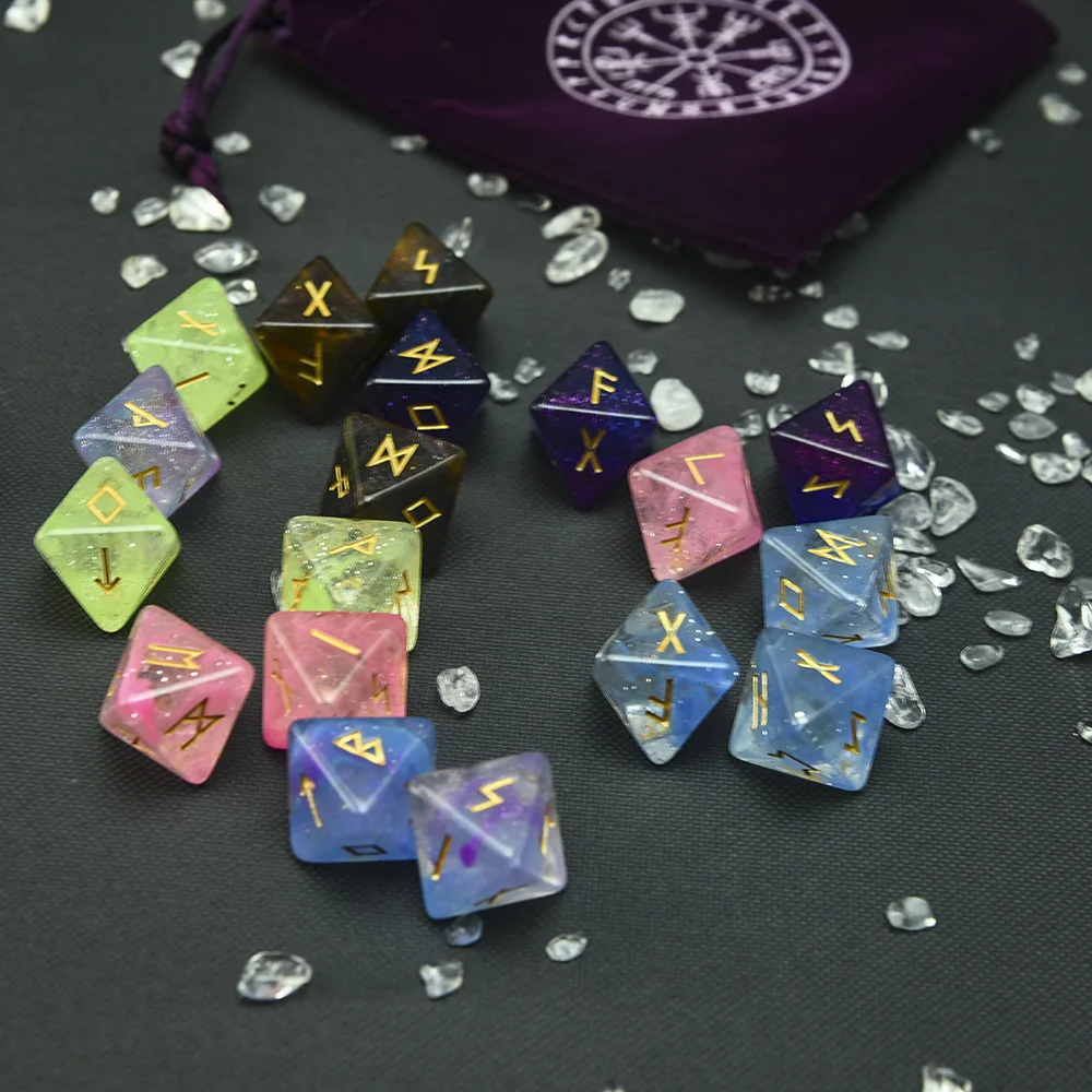 

1Pcs 8-Sided Rune Dice Set Resin Assorted Polyhedral Dices Set Divination Altar Runes Supplies for Witch Witchcraft Dices