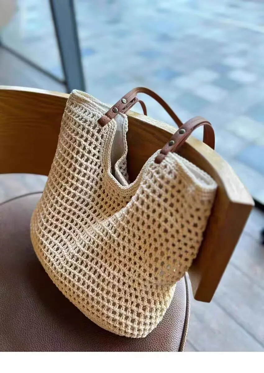 2024 New Large Capacity Bag For Women Versatile Beach Resort Shoulder Bag Wove Tote Bag
