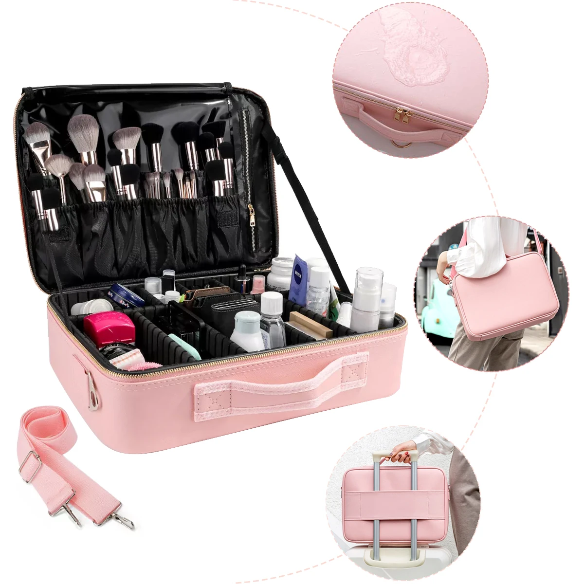 Waterproof PU Makeup Case Large Travel Undergarments Storage Organize Box Cosmetics Bag