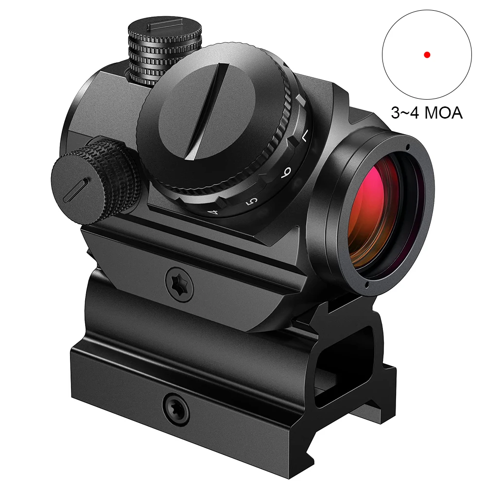 Red Dot Sight Rifle Scope 1x22mm Red Dot Sight 3 MOA Red Dot Scope Collimator Sight Gun Rifle Scope with Riser Mount Airsoft Hunting Accessory