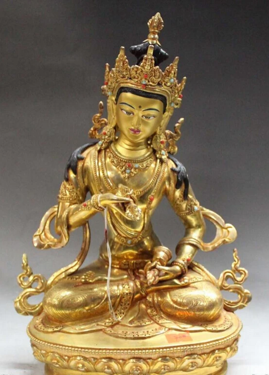 

Free Shipping Tibet Buddhism Bronze 24K Gold Vajradhara Vajrabhairava Goddess Buddha Statue