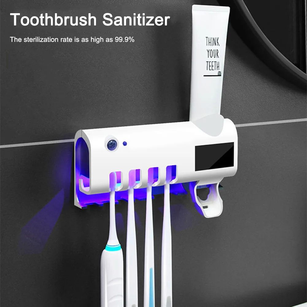 UV Toothbrush Holder Sanitizer Solar USB Powered Wall Mount Toothbrush
