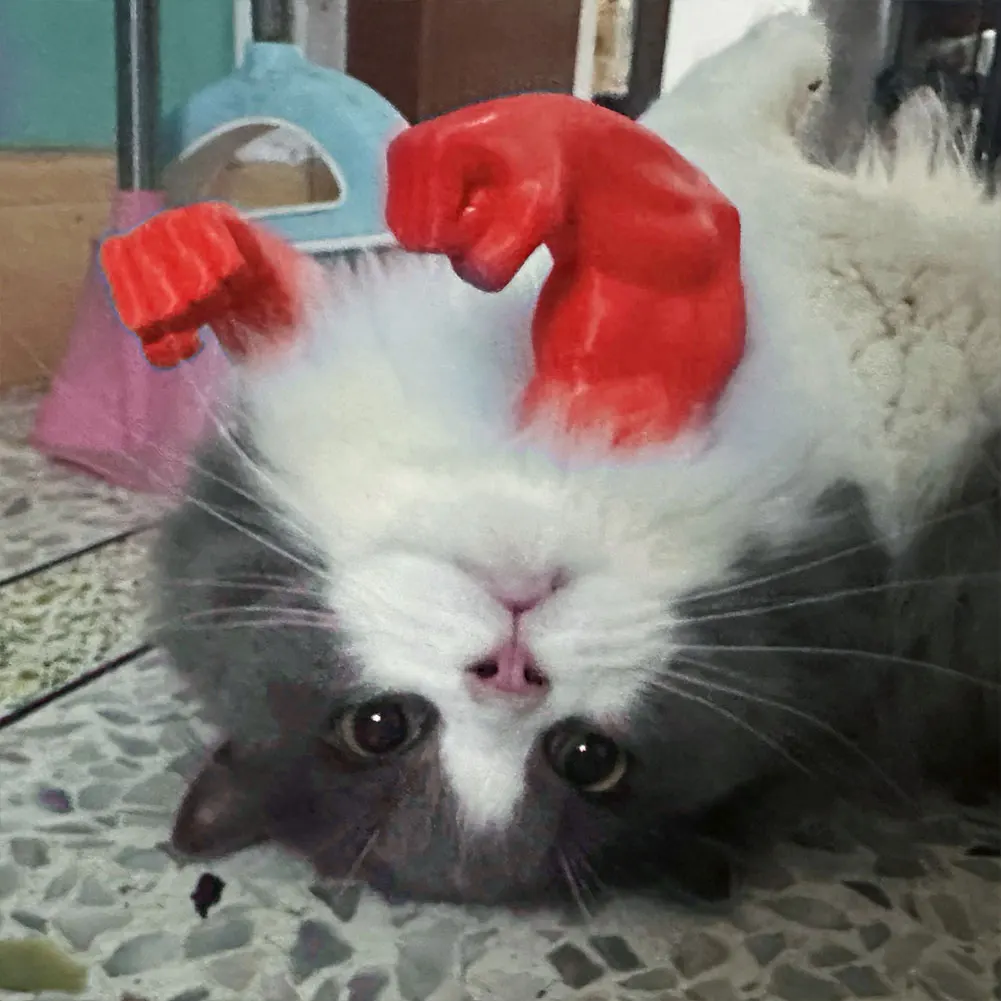 Funny Cat Muscle Arm Clothing Decoration Prop 3D Printed Cat Neck Arms Pet Interactive Neck Hanging Toy Role-playing Accessories