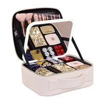 Travel LED Cosmetic Case With Light and Mirror Makeup Bag Large Capacity Premium Portable Cosmetic Bag Detachable Partition Bag 5