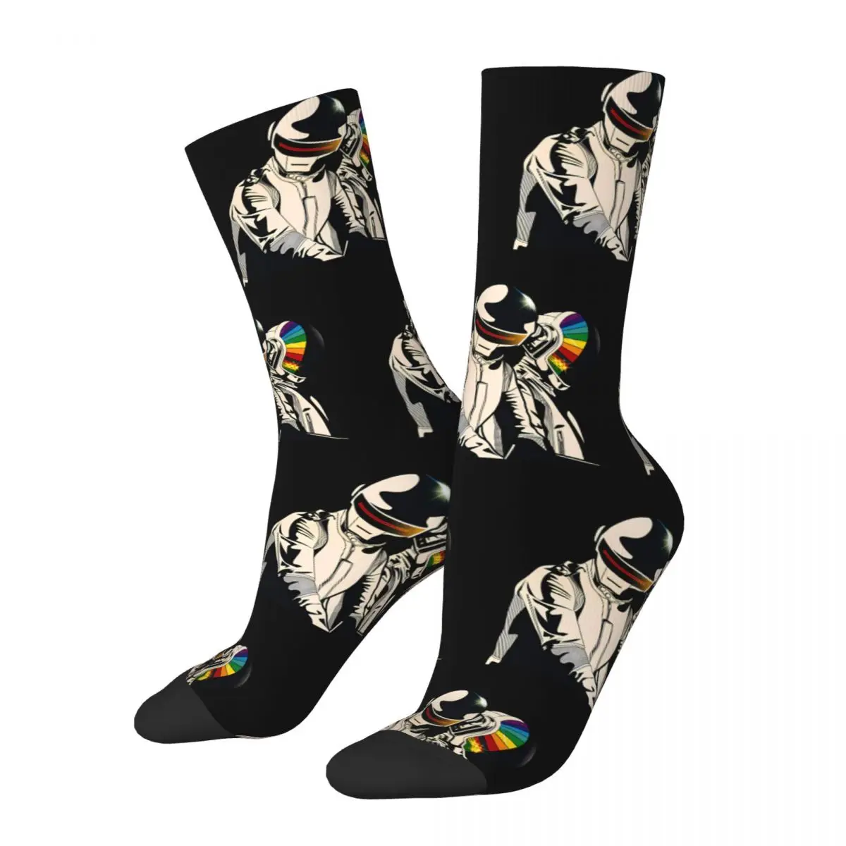 

Happy Funny Men's Socks Retro Helmet Rock Black Vintage Harajuku Hip Hop Novelty Crew Crazy Sock Gift Pattern Printed