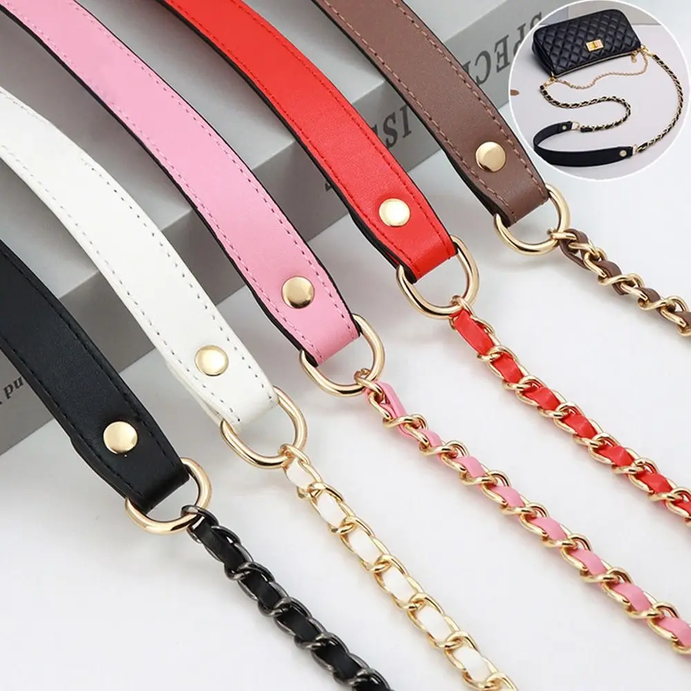 PU Leather Detachable Bag Chain Strap - Steel Chain Handle