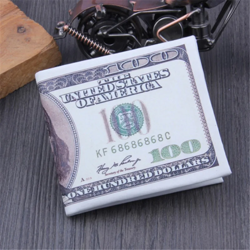 Men's Canvas Money Wallet with Currency Pattern and ID Card Holder