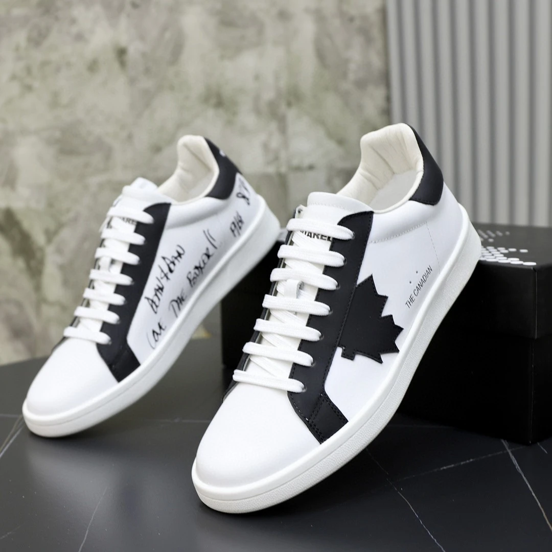 

Mens Brand Design Dsq2 Men Fashion Sneakers Genuine Leather Solid Luxury Maple Leaf Pattern Shoes for Men