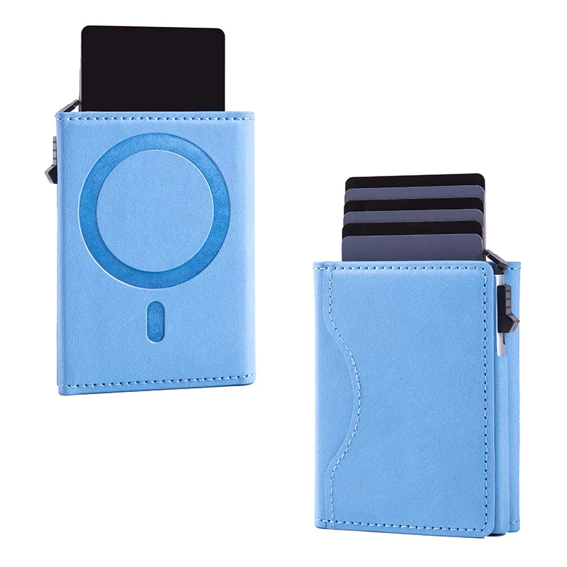 Luxury Magnetic Elastic Leather Wallet Card Holder with Card Slots