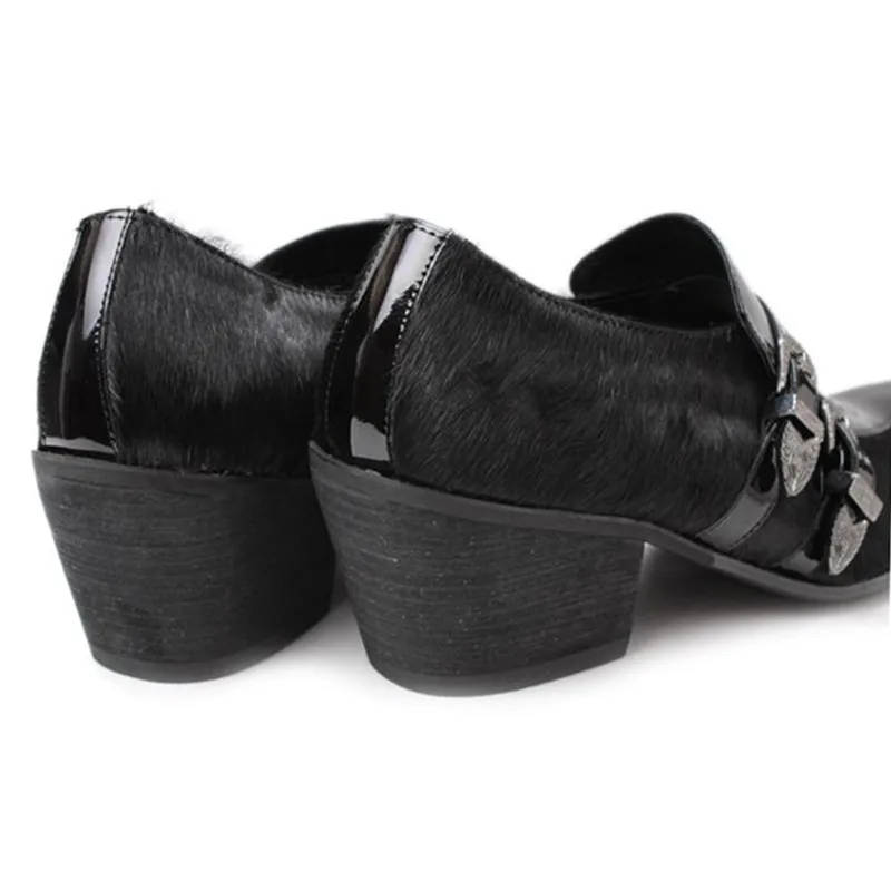 Men Leather Shoes Pointed Toe Buckle High Heel Dress For Wedding Party Office