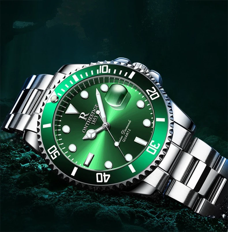 2022 New Mens Watches Top Brand Luxury Fashion Green Watch Men Luminous Waterproof Date Clock Sport Mens Quartz Wristwatch