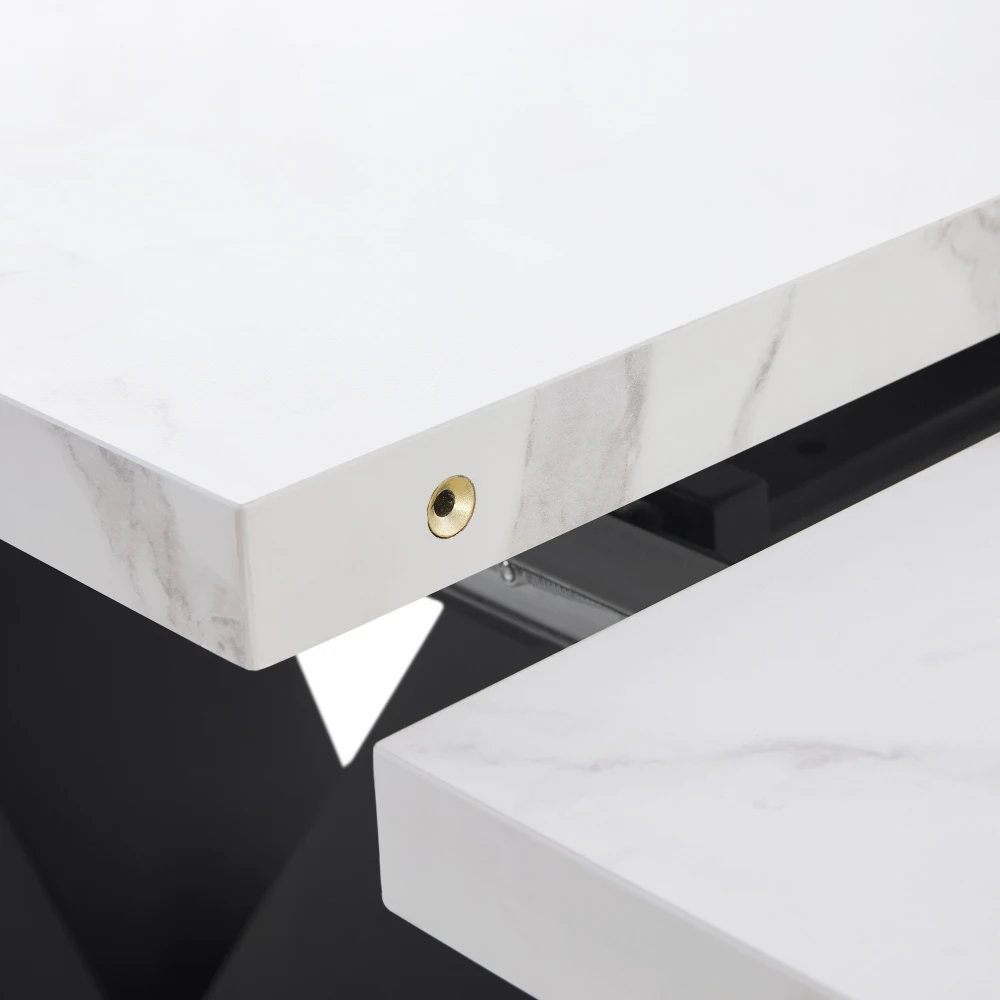 Esstisch, moderner Küchentisch, Esstisch mit Metallrahmen in modernem Marmormuster, mit verstellbaren Füßen, für das Esszimmer – Detail 20