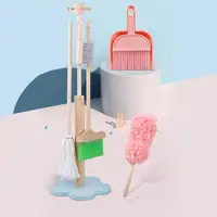 Wooden Cleaning Toys Set Detachable Cleaning Tool Includes Broom Mop Wooden Detachable Housekeeping Broom Dustpan Duster Brush 2