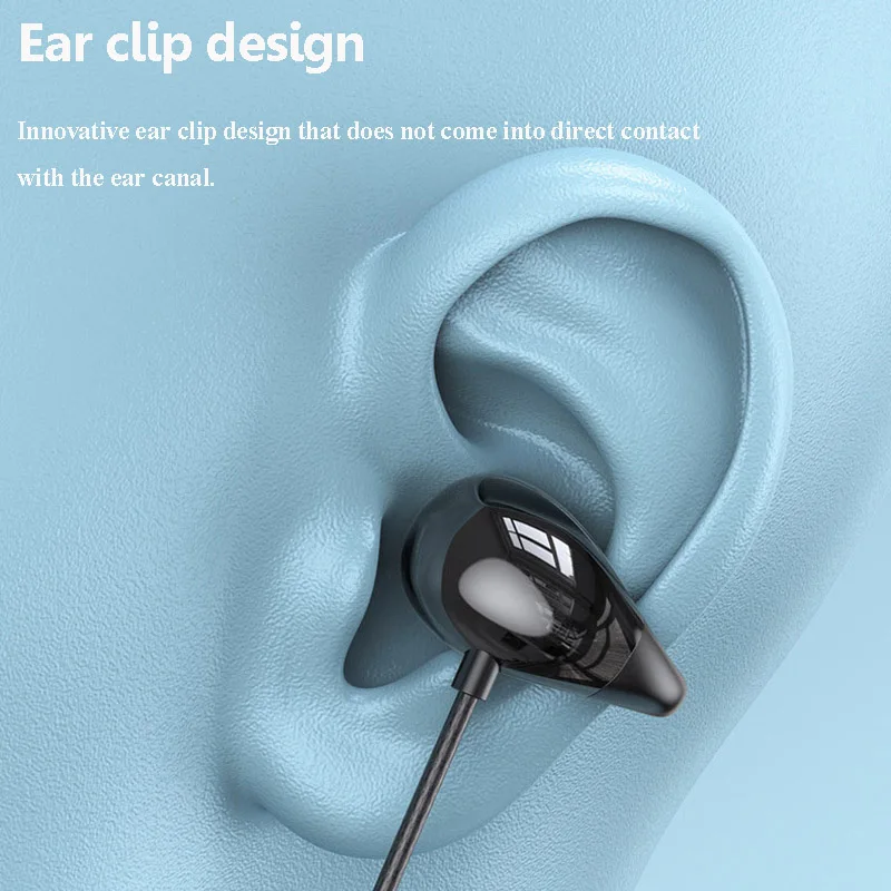 Wired Ear Clip Headphones USB Type-C 3.5mm Hifi Sound Wired Gaming Earphones Music Headset with HD Microphone for Phone PC