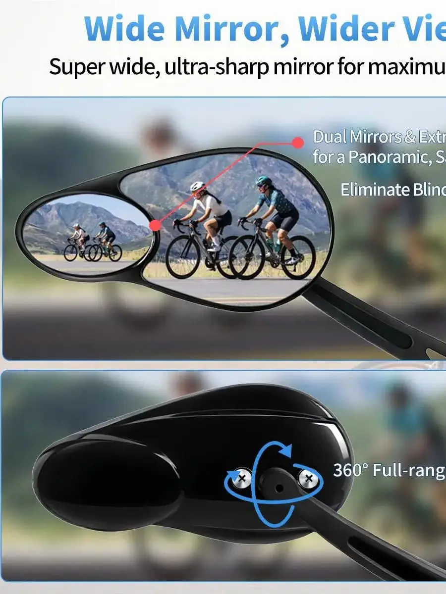 Fahrradspiegel-Lenkerhalterung, 360° ° Verstellbare, klappbare Rückspiegel mit zwei Sichtwinkeln, maximale Sicherheit mit leichtem, kratzfestem Design – Detail 1