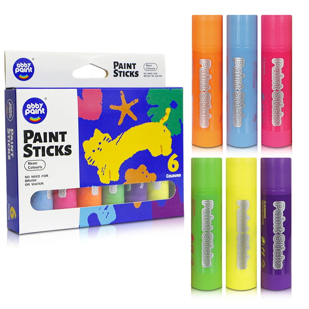 6 מקלות צבע נאון טמפרה, ללא הפרעה, ייבוש מהיר, ניתן לשטוף צבע ילדים, פסטלים מבוססי שמן, לא רעילים לפעוטות