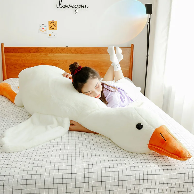 90-190cm Lovely Big White Goose Throw Pillow Plush Toy Big Goose Doll Sleep on Bed Birthday Gift Girl Envio Gratis Stuffed Toys