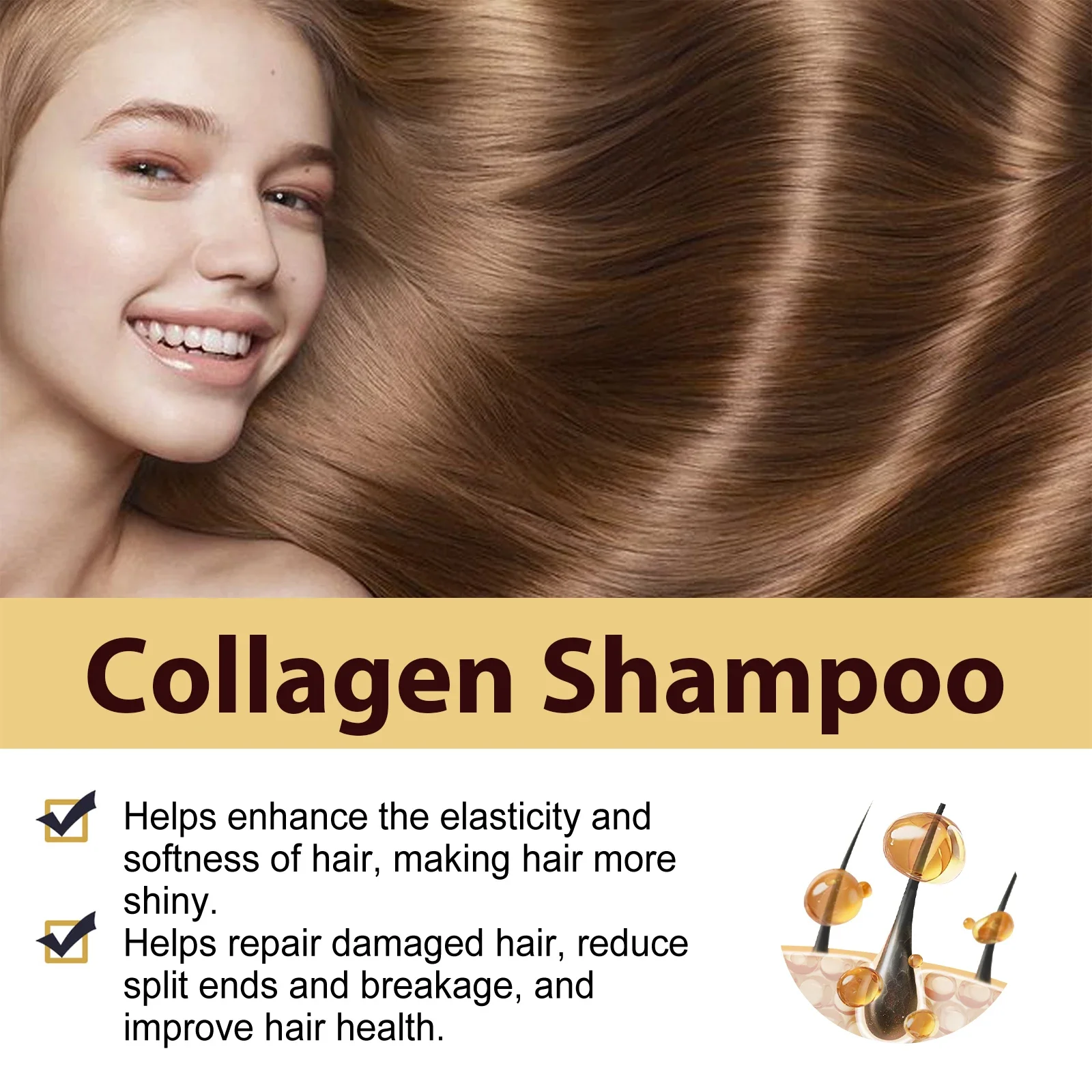 Collagen Keratin Shampoo Hair Cleaning Remove Dandruff Relieve Itching Scalp Treatment Shampoo Moisturizing Hair Care Products 3