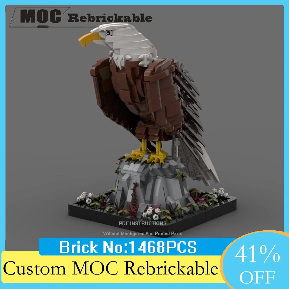 

Customized MOC Flag Wreath Bald Eagle Creative Blocks Animal Model Technology Bricks DIY Educational Assembly Kids Toy Gift