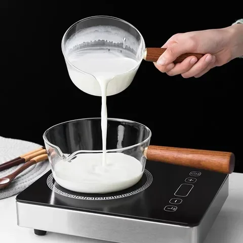 

Glass Sauce Pan With Wooden Handle Milk Pot Cookware Cooking For Salad Noodles Soup Pot Gas Stove Electric Ceramic Heaters Pans