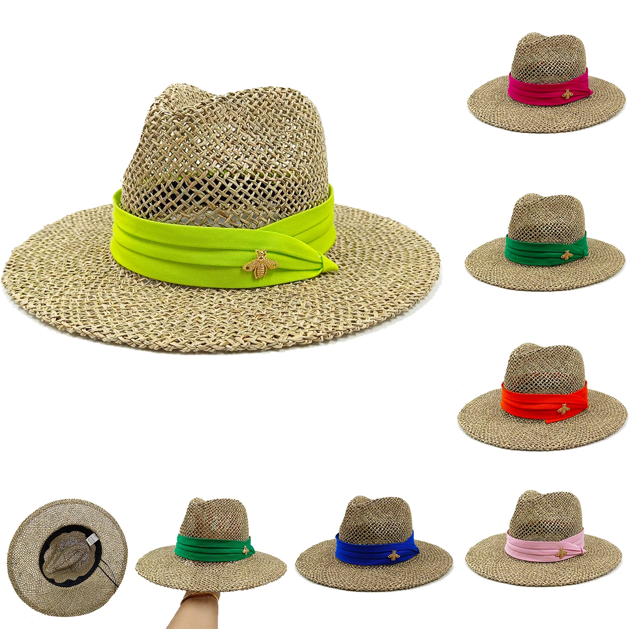 

Jazz straw hat tri-fold with letter accessories beach hat outdoor travel anti-UV women's hat gorras para mujer Sun hat