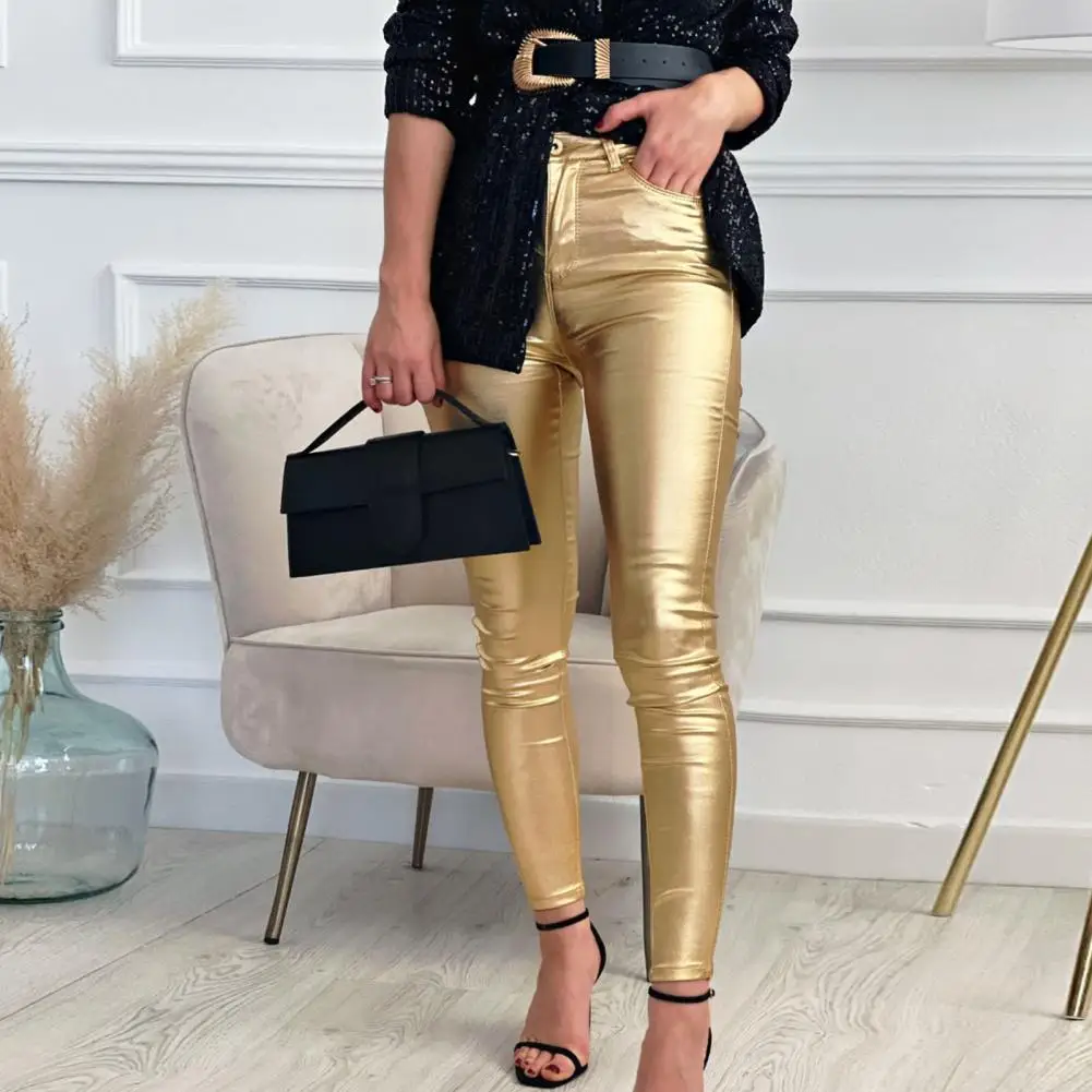 

Classic Faux Leather Pants Long Female Pants Stretchy Sexy Skinny Faux Leather Leggings Pants Protect