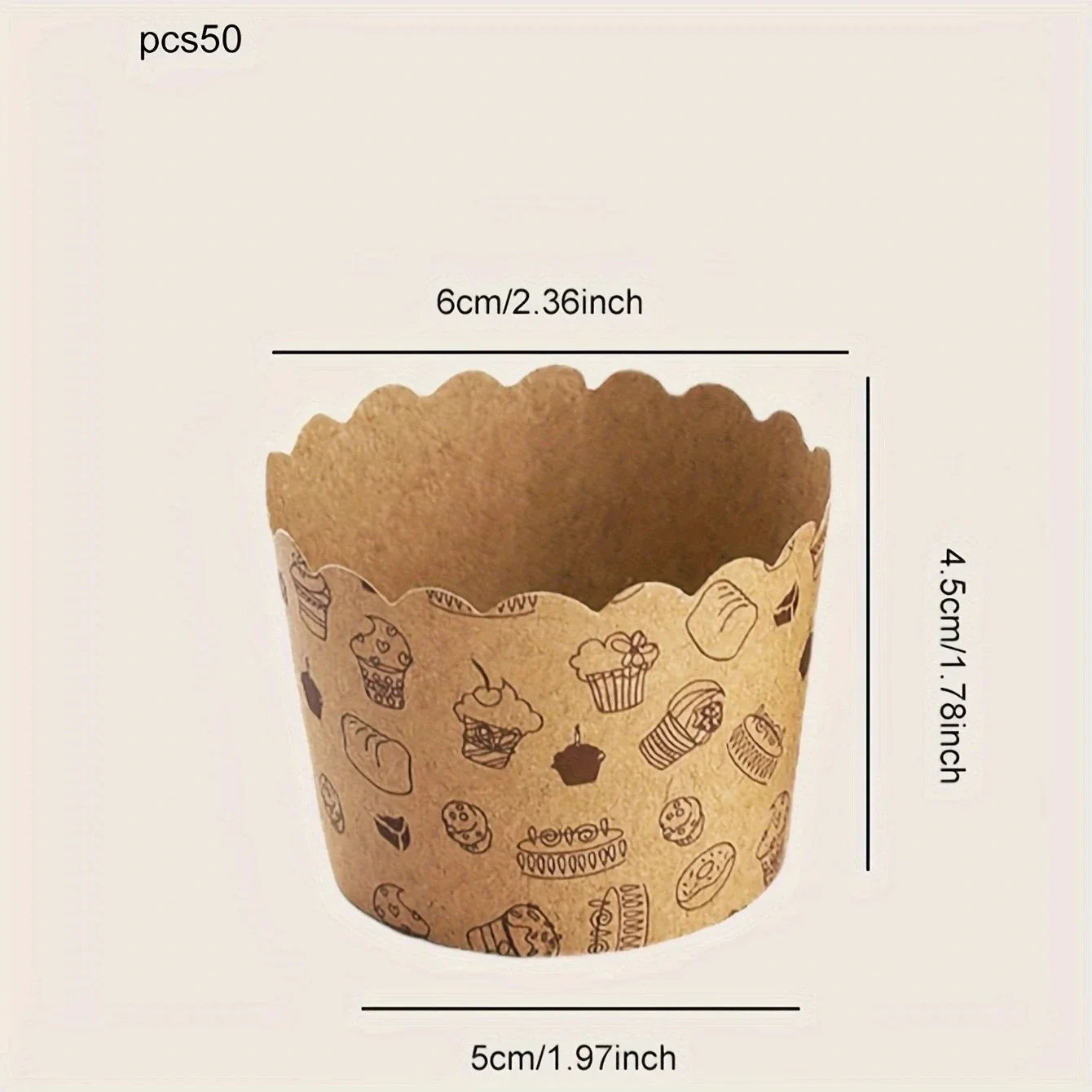 50pcs, Heat-Resistant Kraft Paper Muffin Cups for Baking and Serving - Small Kitchen Accessories for Cakes, Pastries, and More ﻿