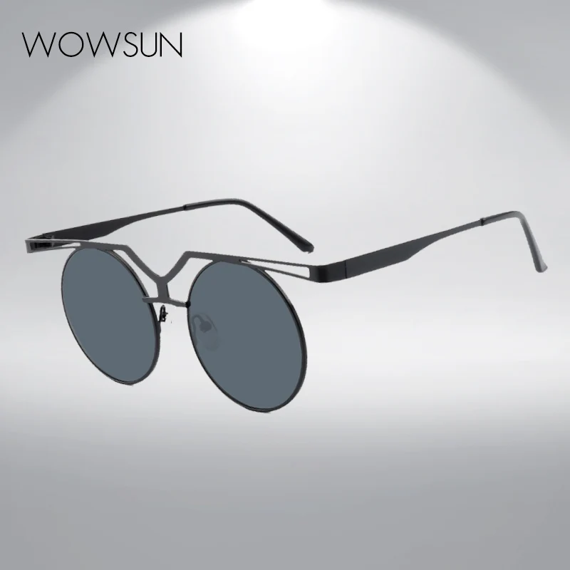 

WOWSUN Oversized Round Sunglasses Women Designer Brand Female Sun Glasses With Shade Metal Frame Retro Style WO-042