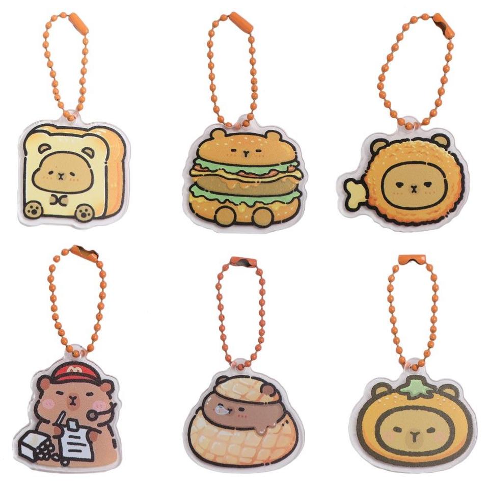 Acrylic Capybara Keychain Craft Jewelry Cartoon Kapibara Pendants Trinket Korean Style Capybara Keyrings Birthday Kids Gift