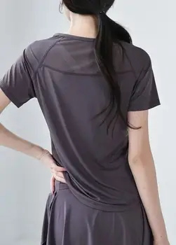 T-shirt sportiva da donna estiva, traspirante, sexy, con schiena scoperta, per fitness, ad asciugatura rapida, top a maniche corte per corsa e yoga