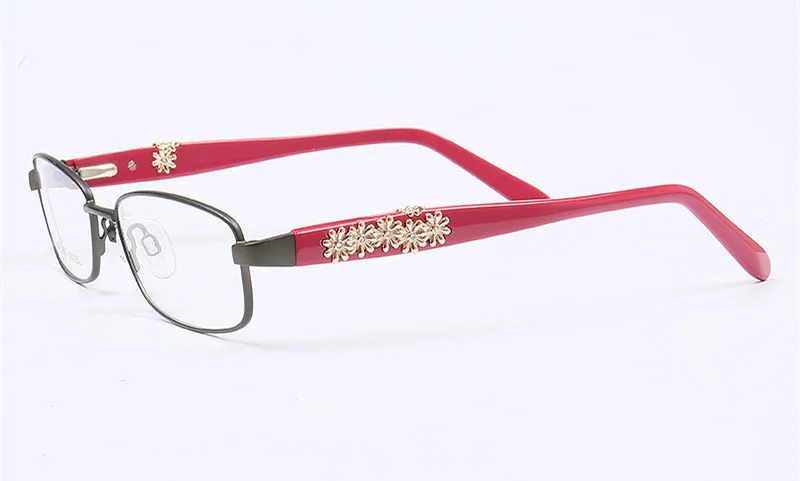 Eagwoo Edelstahl Vollrand optischen Rahmen entworfen Frauen Brille kleines Gesicht geeignet Blumen dekoration – Detail 3
