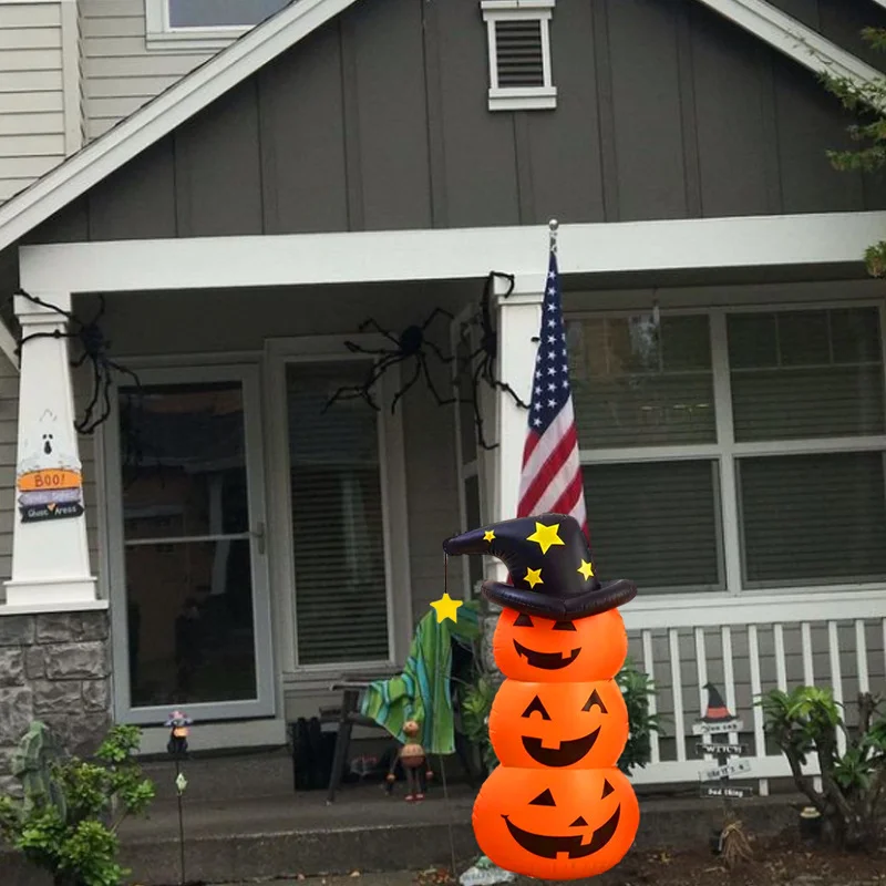 LUSQI Halloween stehend aufblasbarer gruseliger aufblasbarer Kürbisgeist, winddichtes Festival-Thema, für drinnen und draußen, Gartendekoration – Detail 6