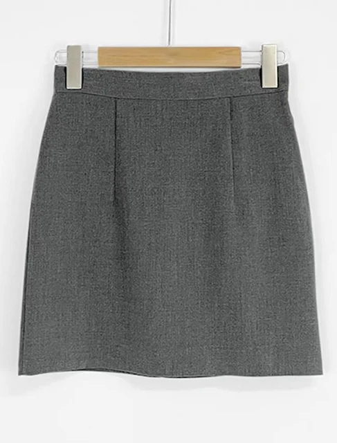 Office Women Hip Wrap Skirt Vintage Grey Suit Tight Mini