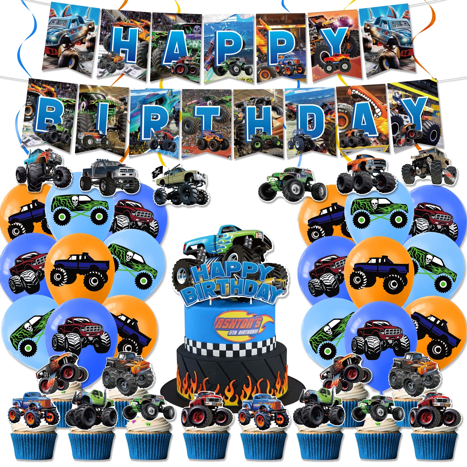 Blaze Monster Truck Car Party Supplies Cake Topper Buon Compleanno Super Trucks Car Party Decoration Suv Racer Boys Toys