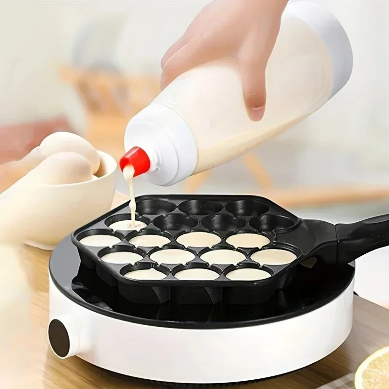 Pancake Batter Mixer Bottle with Blender Ball & Wire Whisk, Shaker for Pancakes Cupcakes Muffins Crepes Baking