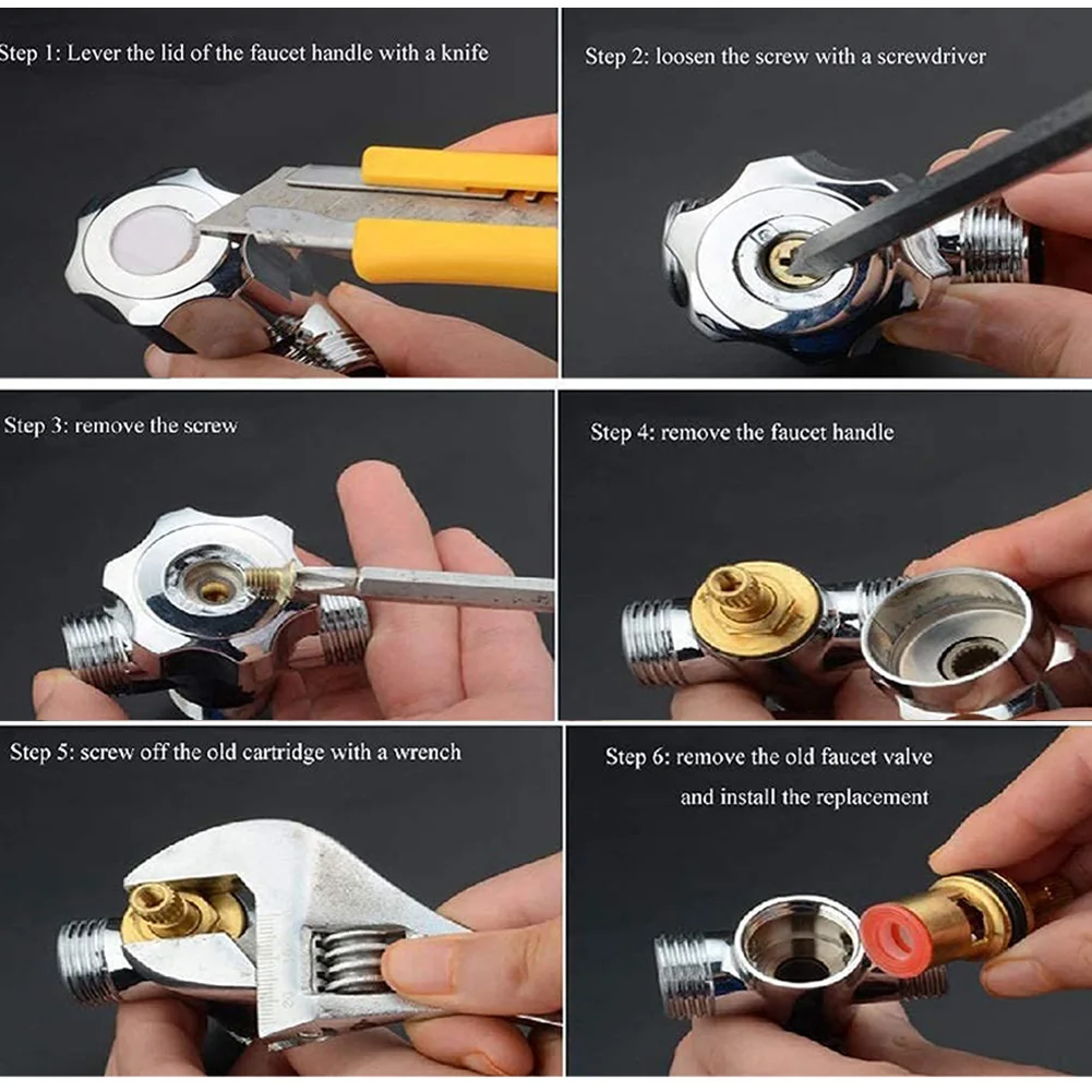 Faucet Cartridge 1/2" 20 Teeth Universal Replacement Tap Valves Brass Ceramic Cartridge Inner Faucet Valve For Bathroom Kitchen faucet cartridge