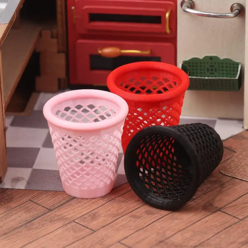1/12 Dollhouse Mini Hollowed-out Trash Can Model Dollhouse Living Furniture Decoration Dolls House Micro Scene Ornament