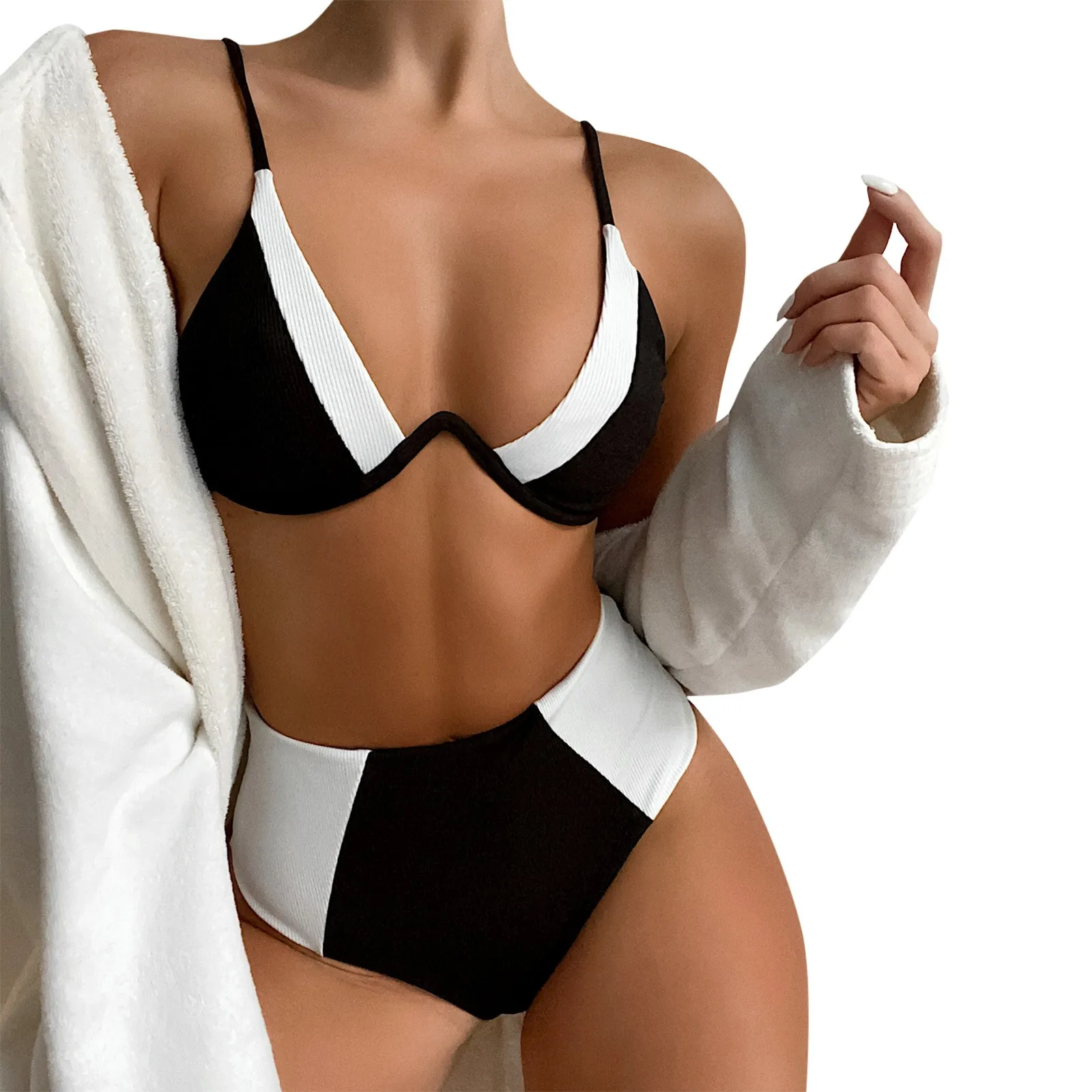 Costumi Da Bagno Spaccati Da Donna Solid Elegant Pearl Simple Bikini Swimwear Bikini Per Ragazze Adolescenti