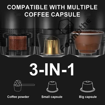 Wireless Electric Portable Espresso Coffee Machine for Car & Home Camping Coffee Maker 3-in-1 Capsule Powder Travel Coffee Maker 6