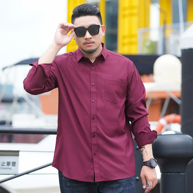 Oversized Long Sleeve Business Shirts for Men Thin Casual Loose Plus Size Summer 68-175KG