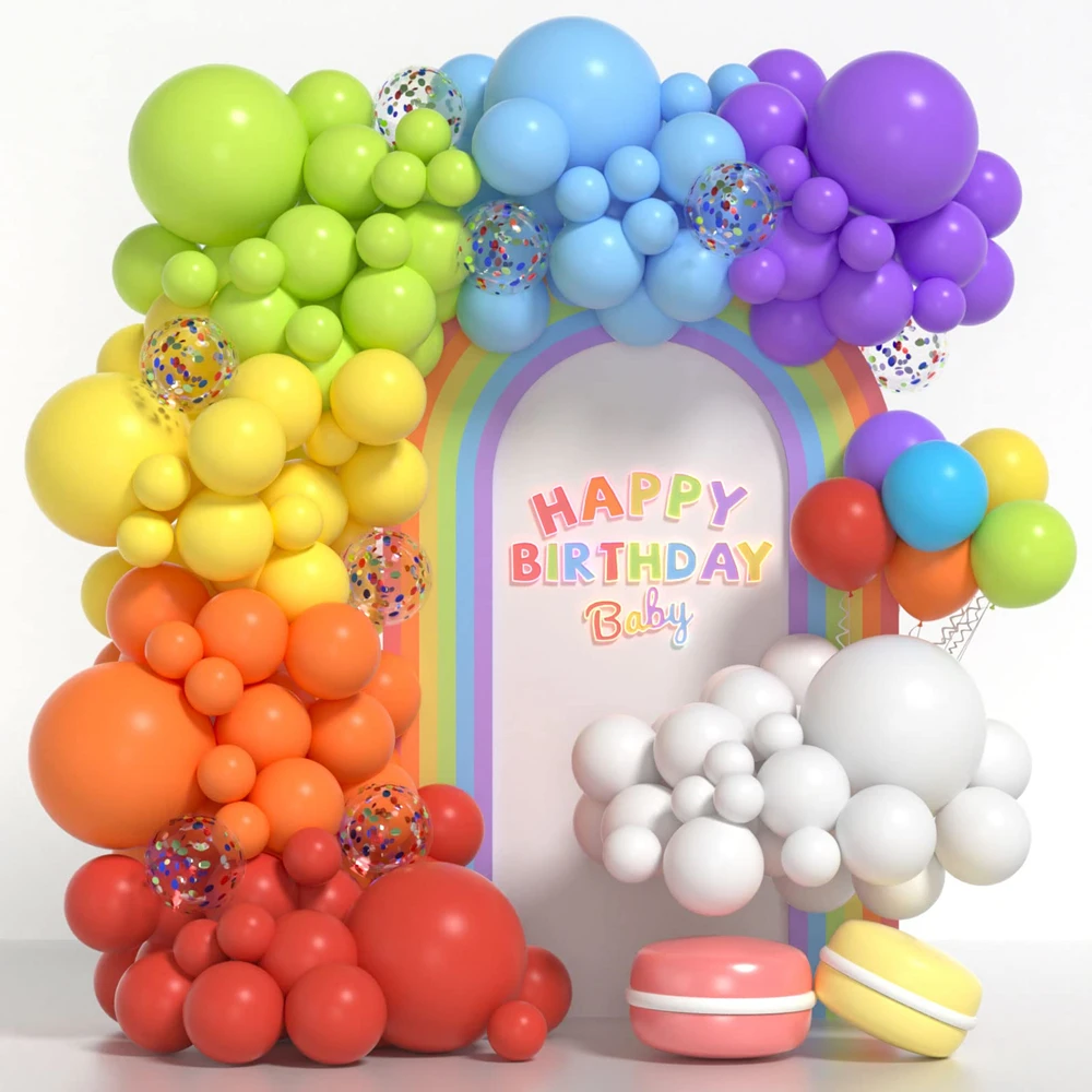 

109Pcs Different Sizes Colorful Rainbow Latex Balloon Garland Arch Kit for Birthday Baby Shower Party Decoration