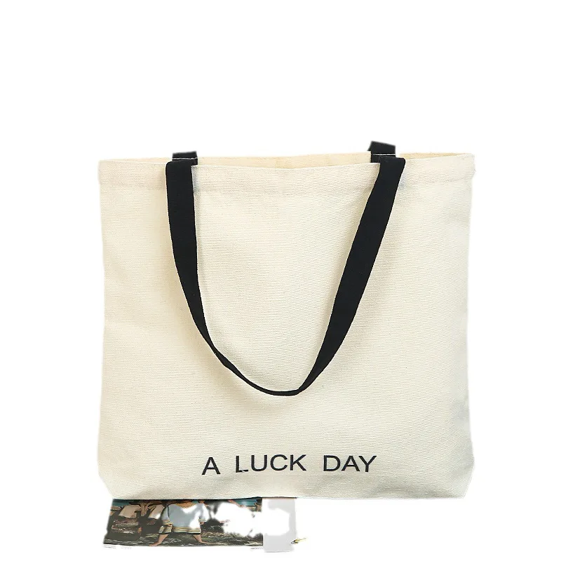 Custom  Canvas Bag Simple Style Japanese Shopping Bag Arabica Shoulder Bag Lucky Day Handbag Eco Canvas Bag Women