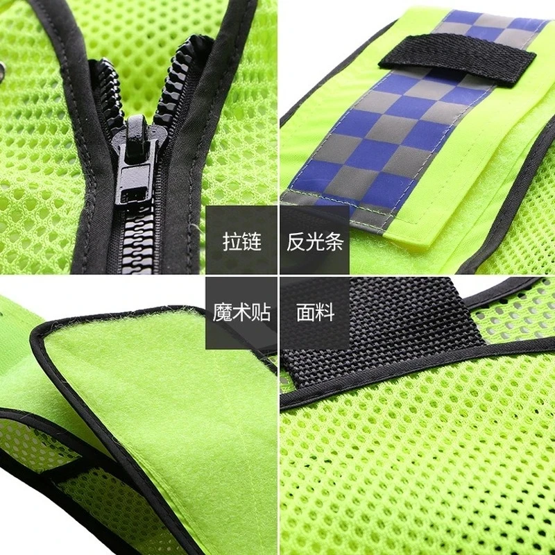 Reflective Vest High Visibility Police Reflective Vest Multi-Pocket Construction Worker Night Running Safety Vest