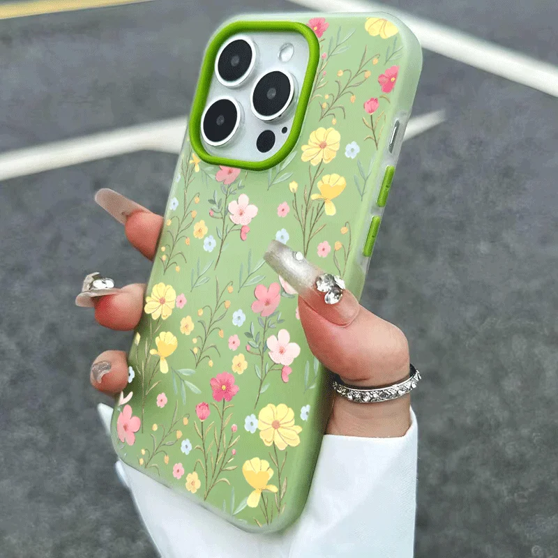 Vibrant Fresh Floral Leaves Design Phone Case - Colorful 2-In-1 Cover