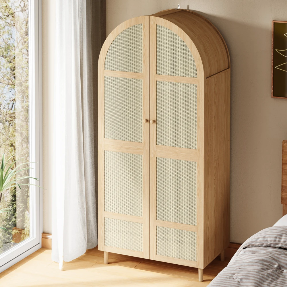 Moderner luxuriöser Kleiderschrank mit gebogenen Türen, großzügiger Stauraum, Kleiderständer und Schubladen, für Schlafzimmer und Eingangsbereiche – Detail 7