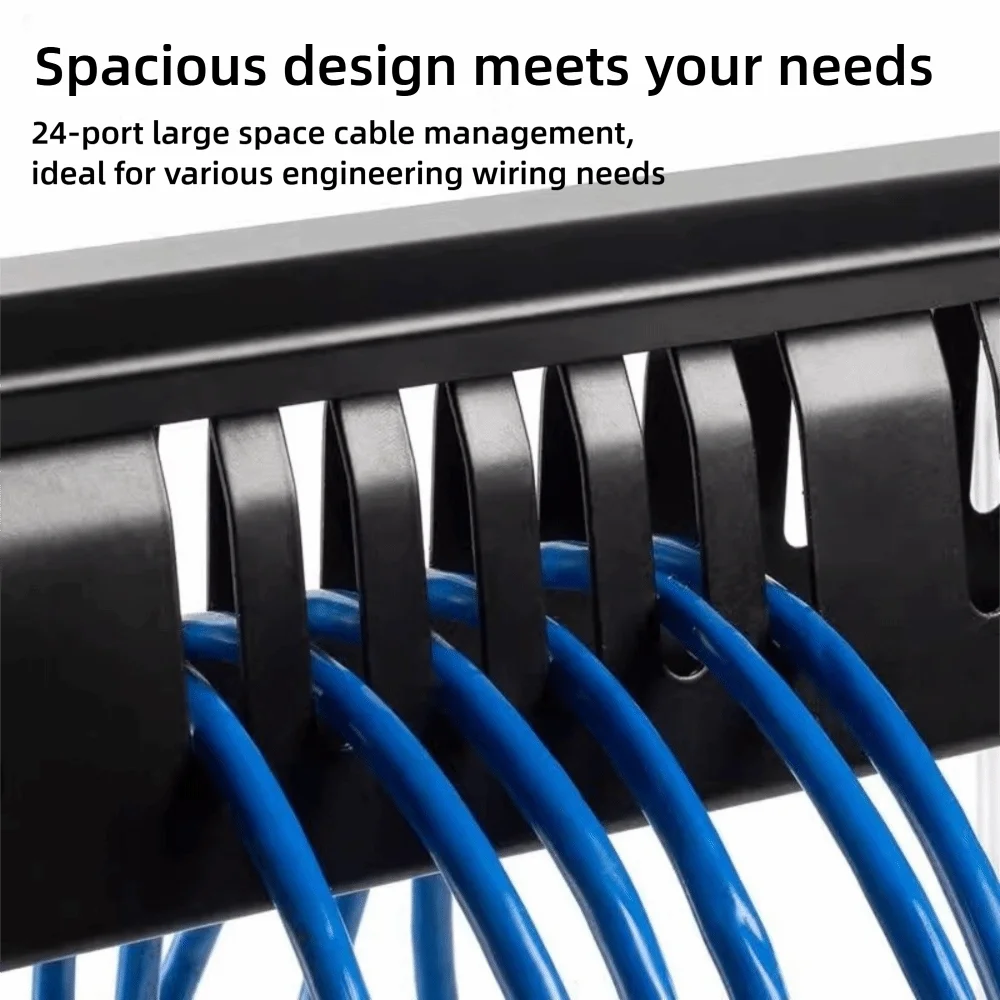 Data Rack Trunking Trunking 1U Cable Management Horizontal Mount 12/24 Slot Metal Wiring ...