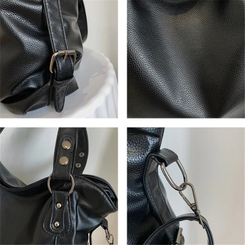 Grote Capaciteit Zwarte Schoudertassen Voor Vrouwen Grote Shopper Tas Effen Kleur Zacht Lederen Crossbody Handtas Lady Reizen Draagtas