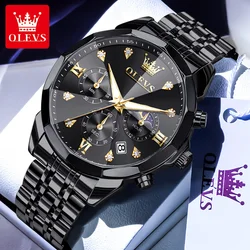 Elegant Gold and Blue Men's Watch by OLEVS (All Black)